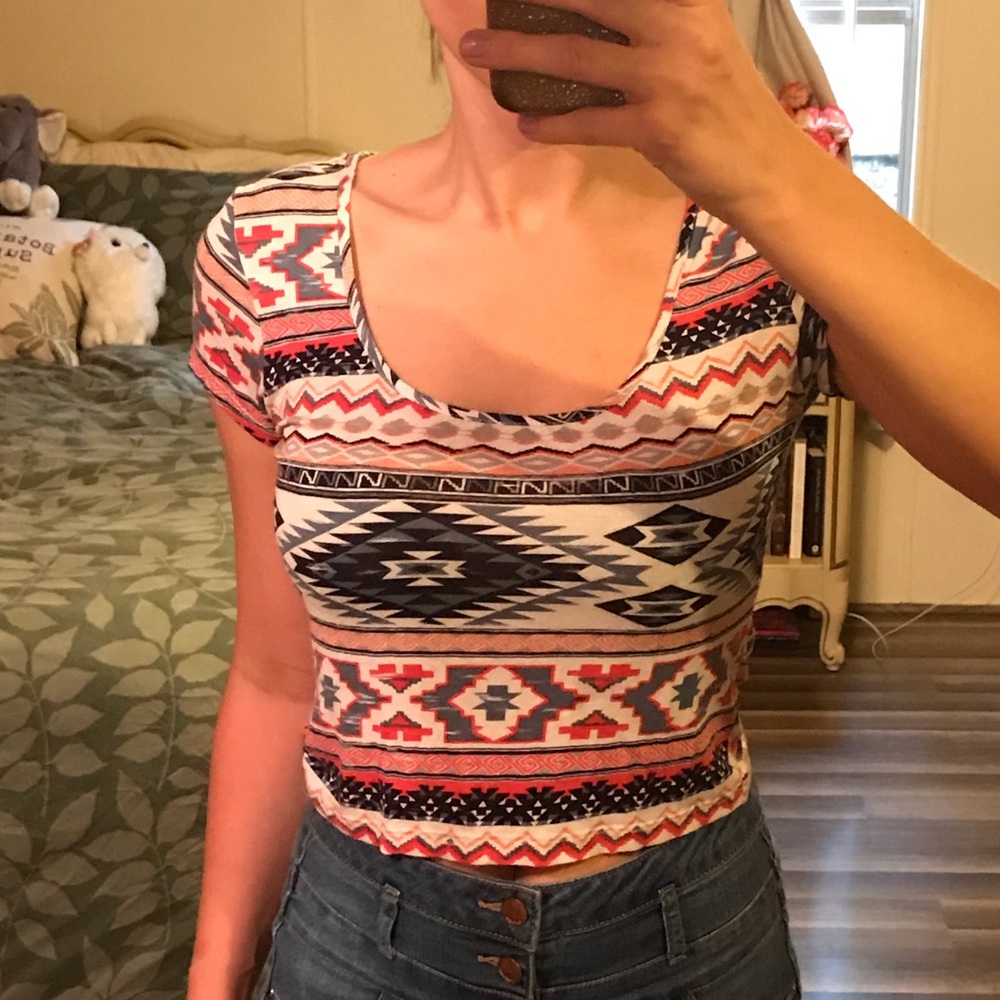 Aztec print crop top